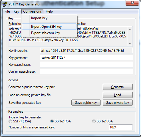 Generate private key fiel and passphrase for sftp download